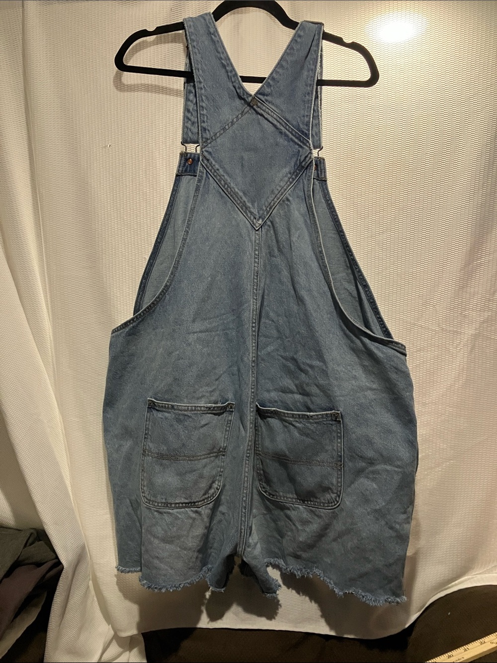 Old Navy Light Blue Denim Relaxed women Overalls Shorts - Picture 11 of 11